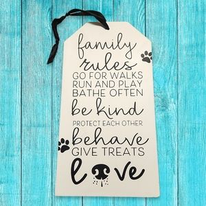 🔥PRICE DROP🔥LIKE NEW "FAMILY RULES" DOG LOVER WALL DECOR